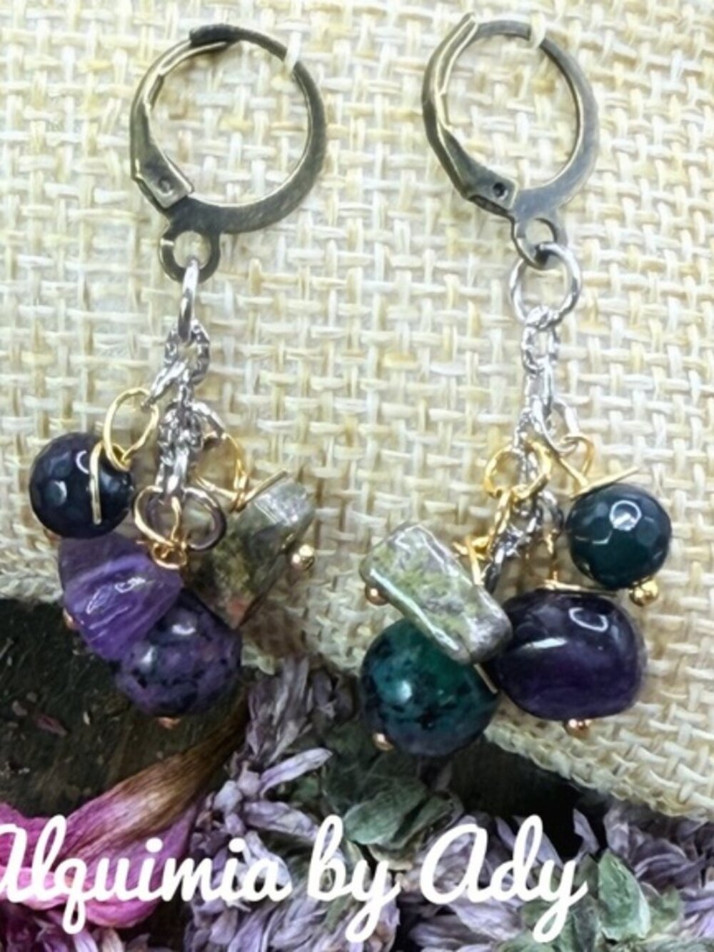 Zoisite Cluster Hoop Earrings — Verde Vida Gemstone Mix